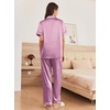 image:imageEkouaer Womens Silk Pajama Sets Silky Short Sleeve Pjs 2 Piece Silk Button Down Pajamas Soft Satin Pj Pants SetFuchsia