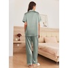 image:imageEkouaer Womens Silk Pajama Sets Silky Short Sleeve Pjs 2 Piece Silk Button Down Pajamas Soft Satin Pj Pants SetIce Green