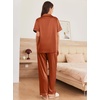 image:imageEkouaer Womens Silk Pajama Sets Silky Short Sleeve Pjs 2 Piece Silk Button Down Pajamas Soft Satin Pj Pants SetLight Brown