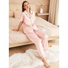 image:imageEkouaer Womens Silk Pajama Sets Silky Short Sleeve Pjs 2 Piece Silk Button Down Pajamas Soft Satin Pj Pants SetLight Pink