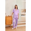 image:imageEkouaer Womens Silk Pajama Sets Silky Short Sleeve Pjs 2 Piece Silk Button Down Pajamas Soft Satin Pj Pants SetPurple