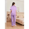 image:imageEkouaer Womens Silk Pajama Sets Silky Short Sleeve Pjs 2 Piece Silk Button Down Pajamas Soft Satin Pj Pants SetPurple