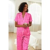 image:imageEkouaer Womens Silk Pajama Sets Silky Short Sleeve Pjs 2 Piece Silk Button Down Pajamas Soft Satin Pj Pants SetRose Leopard