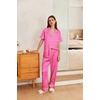 image:imageEkouaer Womens Silk Pajama Sets Silky Short Sleeve Pjs 2 Piece Silk Button Down Pajamas Soft Satin Pj Pants SetRose Leopard
