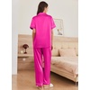 image:imageEkouaer Womens Silk Pajama Sets Silky Short Sleeve Pjs 2 Piece Silk Button Down Pajamas Soft Satin Pj Pants SetRose Red