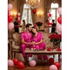 image:imageEkouaer Womens Silk Pajama Sets Silky Short Sleeve Pjs 2 Piece Silk Button Down Pajamas Soft Satin Pj Pants SetRose Red