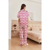 image:imageEkouaer Womens Silk Pajama Sets Silky Short Sleeve Pjs 2 Piece Silk Button Down Pajamas Soft Satin Pj Pants SetStriped Teddy