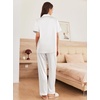 image:imageEkouaer Womens Silk Pajama Sets Silky Short Sleeve Pjs 2 Piece Silk Button Down Pajamas Soft Satin Pj Pants SetWhite