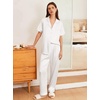 image:imageEkouaer Womens Silk Pajama Sets Silky Short Sleeve Pjs 2 Piece Silk Button Down Pajamas Soft Satin Pj Pants SetWhite