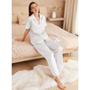 image:imageEkouaer Womens Silk Pajama Sets Silky Short Sleeve Pjs 2 Piece Silk Button Down Pajamas Soft Satin Pj Pants SetWhite