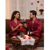image:imageEkouaer Womens Silk Pajama Sets Silky Short Sleeve Pjs 2 Piece Silk Button Down Pajamas Soft Satin Pj Pants SetWine Red