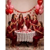 image:imageEkouaer Womens Silk Pajama Sets Silky Short Sleeve Pjs 2 Piece Silk Button Down Pajamas Soft Satin Pj Pants SetWine Red