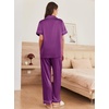 image:imageEkouaer Womens Silk Pajama Sets Silky Short Sleeve Pjs 2 Piece Silk Button Down Pajamas Soft Satin Pj Pants SetWineberry