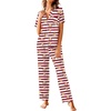 image:imageAvidlove Women Pajamas Set Notch Collar Soft Sleepwear Pjs Short Sleeve Button Down Nightwear with Long PantsTeddy Bear Red Apricot Striped