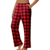 image:imageEkouaer Pajama Pants Women 2026 Soft Casual Lounge Pajama Bottoms Comfy Stretch Sleep Pants Wide Leg Pj Bottoms with PocketsBlack Red Plaid