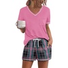 image:imageEkouaer Womens Pajamas Sets Short Sleeve Pjs Two Piece Sleepwear Casual Lounge Sets With PocketsBlack Pink Plaid