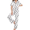 image:imageEkouaer Womens Silk Pajama Sets Silky Short Sleeve Pjs 2 Piece Silk Button Down Pajamas Soft Satin Pj Pants SetLeopard Bow