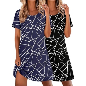 image:imageEkouaer 2 Pack Nightgowns for Women Sleepshirt Short Sleeve Night Shirts Soft Sleep Dress Classic NightDress SXXLNavy White Stripeblack White Stripe
