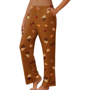 image:imageEkouaer Pajama Pants Women 2026 Soft Casual Lounge Pajama Bottoms Comfy Stretch Sleep Pants Wide Leg Pj Bottoms with PocketsBrown Teddy