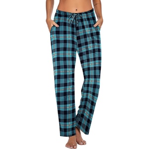image:imageEkouaer Women Pajama Pants Comfy Pj Bottom with Pockets Stretch Plaid SleepwearBlack and Peacock Blue Plaid