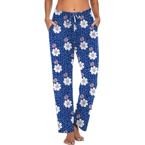 image:imageEkouaer Women Pajama Pants Comfy Pj Bottom with Pockets Stretch Plaid SleepwearBlue Leopard Flower