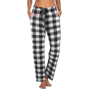 image:imageEkouaer Women Pajama Pants Comfy Pj Bottom with Pockets Stretch Plaid SleepwearClassic Black and White Plaid