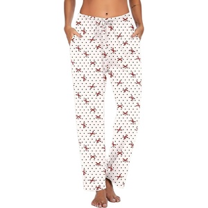 image:imageEkouaer Women Pajama Pants Comfy Pj Bottom with Pockets Stretch Plaid SleepwearPolkadot Bow