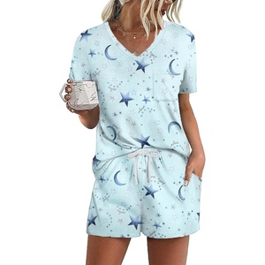 image:imageEkouaer Womens Pajamas Sets Short Sleeve Pjs Two Piece Sleepwear Casual Lounge Sets With PocketsBlue Moon Star