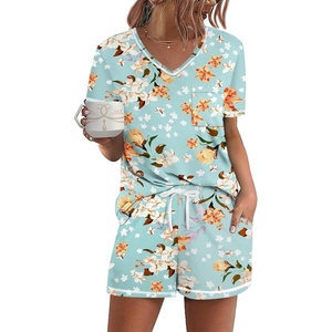 image:imageEkouaer Womens Pajamas Sets Short Sleeve Pjs Two Piece Sleepwear Casual Lounge Sets With PocketsGreen Floral