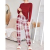 image:imageEkouaer 2 Pack Pajama Sets for WomenLong Sleeve Top With Jogger Pants Lounge Set Sleepwear with PocketsBlackred White Plaid