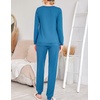 image:imageEkouaer 2 Pack Pajama Sets for WomenLong Sleeve Top With Jogger Pants Lounge Set Sleepwear with PocketsBlue Greenblack