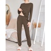 image:imageEkouaer 2 Pack Pajama Sets for WomenLong Sleeve Top With Jogger Pants Lounge Set Sleepwear with PocketsBrownred Plaid