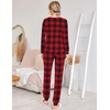 image:imageEkouaer 2 Pack Pajama Sets for WomenLong Sleeve Top With Jogger Pants Lounge Set Sleepwear with PocketsBrownred Plaid