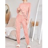 image:imageEkouaer 2 Pack Pajama Sets for WomenLong Sleeve Top With Jogger Pants Lounge Set Sleepwear with PocketsNavy Blue Love Printpink Leopard Print