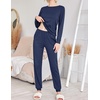 image:imageEkouaer 2 Pack Pajama Sets for WomenLong Sleeve Top With Jogger Pants Lounge Set Sleepwear with PocketsNavygrey Star