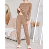 image:imageEkouaer 2 Pack Pajama Sets for WomenLong Sleeve Top With Jogger Pants Lounge Set Sleepwear with PocketsNudeblack Spots