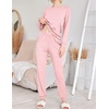 image:imageEkouaer 2 Pack Pajama Sets for WomenLong Sleeve Top With Jogger Pants Lounge Set Sleepwear with PocketsPink White Stripesgrey White Star