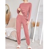 image:imageEkouaer 2 Pack Pajama Sets for WomenLong Sleeve Top With Jogger Pants Lounge Set Sleepwear with PocketsPinkgrey