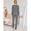 image:imageEkouaer 2 Pack Pajama Sets for WomenLong Sleeve Top With Jogger Pants Lounge Set Sleepwear with PocketsPinkgrey