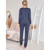 image:imageEkouaer 2 Pack Pajama Sets for WomenLong Sleeve Top With Jogger Pants Lounge Set Sleepwear with PocketsRed White Stripesblue White Dot