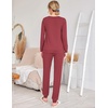 image:imageEkouaer 2 Pack Pajama Sets for WomenLong Sleeve Top With Jogger Pants Lounge Set Sleepwear with PocketsWine Rednavy