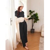 image:imageEkouaer 2 Pack Women Pajama Long Sleeve Sleepwear Soft Loungewear Pjs Sets with Pockets SXXLBlack PointKhaki Striped