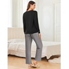 image:imageEkouaer 2 Pack Women Pajama Long Sleeve Sleepwear Soft Loungewear Pjs Sets with Pockets SXXLBlack StripedLeopard