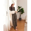 image:imageEkouaer 2 Pack Women Pajama Long Sleeve Sleepwear Soft Loungewear Pjs Sets with Pockets SXXLBlack StripedLeopard