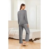 image:imageEkouaer 2 Pack Women Pajama Long Sleeve Sleepwear Soft Loungewear Pjs Sets with Pockets SXXLBlackGrey