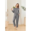 image:imageEkouaer 2 Pack Women Pajama Long Sleeve Sleepwear Soft Loungewear Pjs Sets with Pockets SXXLBlackGrey