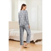image:imageEkouaer 2 Pack Women Pajama Long Sleeve Sleepwear Soft Loungewear Pjs Sets with Pockets SXXLBlackGrey Star Print