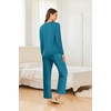 image:imageEkouaer 2 Pack Women Pajama Long Sleeve Sleepwear Soft Loungewear Pjs Sets with Pockets SXXLBlue GreenBlack