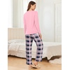 image:imageEkouaer 2 Pack Women Pajama Long Sleeve Sleepwear Soft Loungewear Pjs Sets with Pockets SXXLLight Pink PlaidGrey Plaid