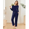 image:imageEkouaer 2 Pack Women Pajama Long Sleeve Sleepwear Soft Loungewear Pjs Sets with Pockets SXXLNavy Blue DotsLeopard Print
